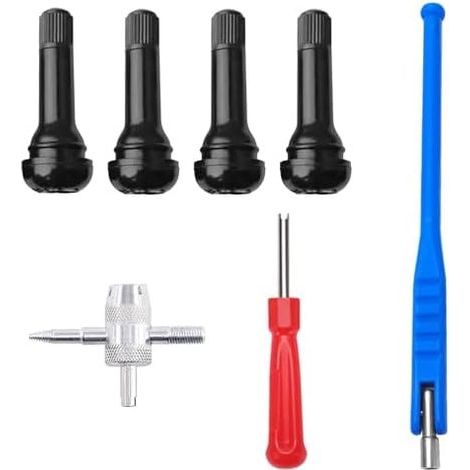 Kit 7 Pièces de Démonte Valve et Outils Réparation pour Pneus, TR414 Voiture - Compatible avec Motos, Camions, Vélos (1/5)
