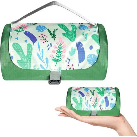 Manta de picnic grande，esterilla de playa impermeable de 150 x 210 cm，manta de picnic de bolsillo con asa，adecuada para senderismo (1/5)