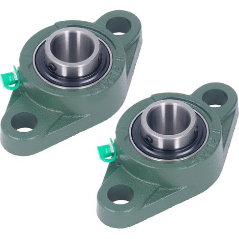 Due alloggiamenti per cuscinetti flangiati, cuscinetti in acciaio cromato con diametro interno di 25 mm, ad autoallineamento lineare. (1/4)