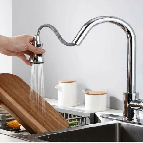3 Modes Douchette Robinet Cuisine, Extractible Douchette Evier Cuisine G1/2 Tête Robinet Cuisine Douchette Remplacement (1/5)
