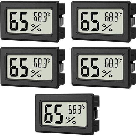 Thermo-hygromètre intérieur, 5 x mini hygromètre intérieur, pour serre, boîte reptile, voiture, maison, bureau. Pratique et polyvalent.