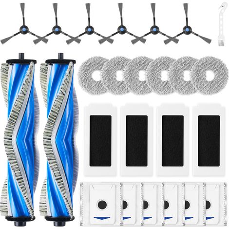 25 Stück Zubehörset für Ecovacs Deebot T30 Omni / T30 Pro Omni / T30 Saugroboter, Ersatzubehör 2 Anti Tangle Hauptbürste 6 Wischpads 6 Staubbeutel 6 Seitenbürste 4 Filter 1 Reinigungsbürste (1/5)
