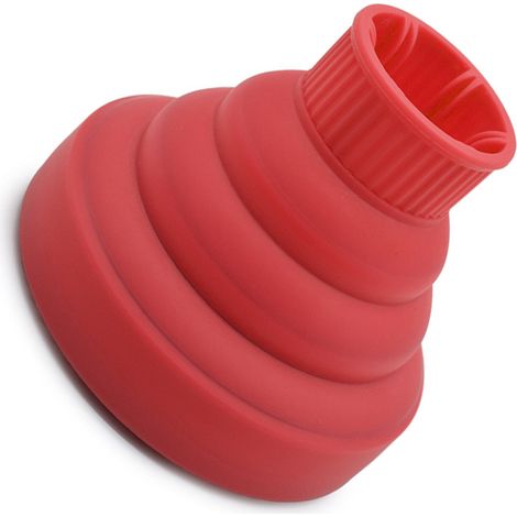 Diffuseur de sèche-cheveux en silicone rouge, léger et pliable, embout portable pour brushing à domicile et en salon, accessoire de coiffage universel (1/5)