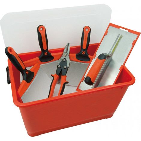 Lot complet plaquiste – Outils inox de qualité avec bac 17 L - Mondelin