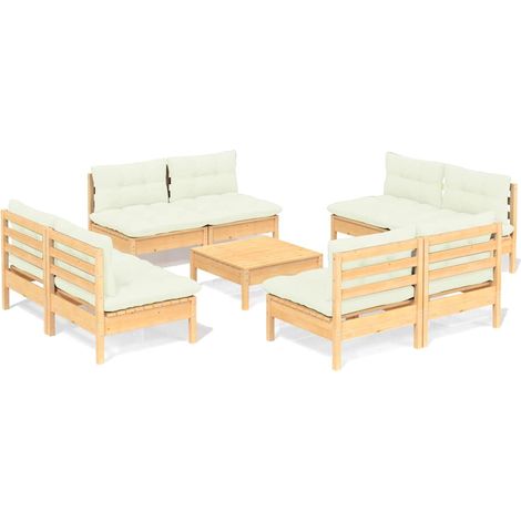 Maison Exclusive - Muebles de jardín 9 piezas cojines madera de p (1/5)