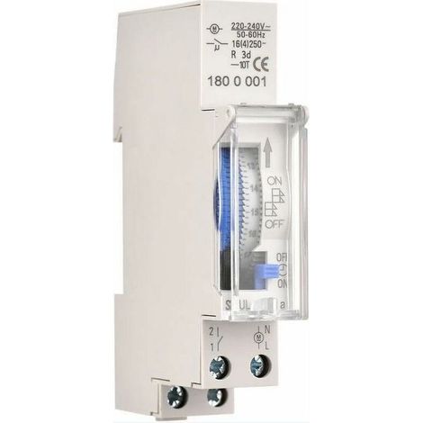 Minuterie mécanique de 24 heures Minuterie minimale de 15 minutes Montage sur rail Batterie intégrée, SUL180a AC220-240V Gris - SUL180a AC220-240V Gris (1/4)