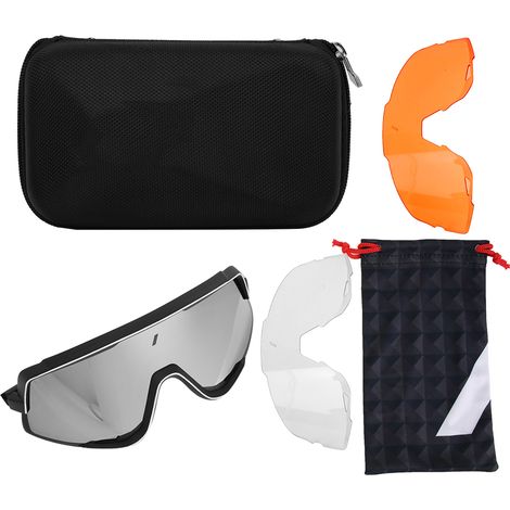 Ortviai Lunettes de vélo tout-terrain pour extérieur – monture noire, verres polarisés argentés, protection UV 100 %, lunettes de protection (1/5)