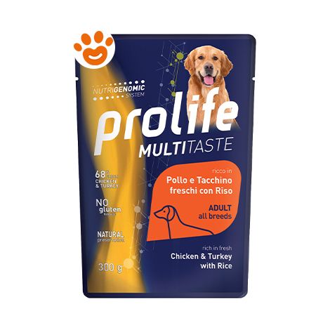 Prolife Dog Multi Taste Adult All Breeds con Pollo, Tacchino e Riso - Prolife Dog Multi Taste Adult All Breeds con Pollo, Tacchino e Riso - Bustina Da 300 Gr