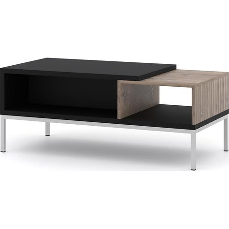 Table basse 110x55 cm sur pieds couleur chêne flagstaff/noir mat TODINO (1/5)