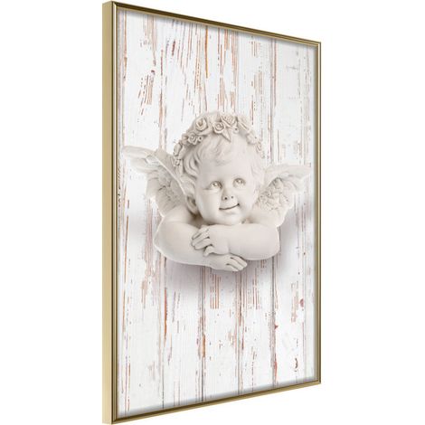 Affiche Murale Encadrée "Happy Thought" 30 x 42 cm Or