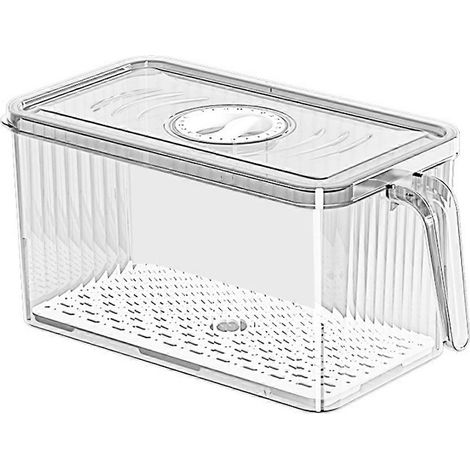 Boîte de rangement pour réfrigérateur avec poignée, de qualité alimentaire, idéale pour ranger légumes et œufs. Contenant compatible congélateur avec couvercle. (1/5)