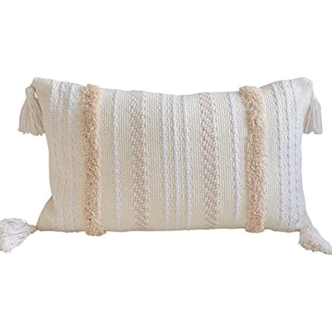 Moderne, geometrische und schlichte dekorative Kissenbezüge, gestrickt, beige, für Sofa und Wohnzimmer
