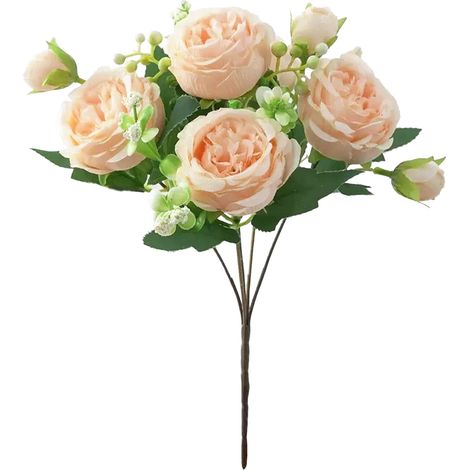 Bouquet De Pivoines Artificielles - 5 Tiges En Tissu Style Coréen - 32 Cm - Pour Centre De Table Mariage Décoration Intérieure Et Cadeau (1/5)