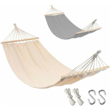 Toile de hamac 2 personnes 150 x 270 cm avec système d'attache - Beige - Linxor