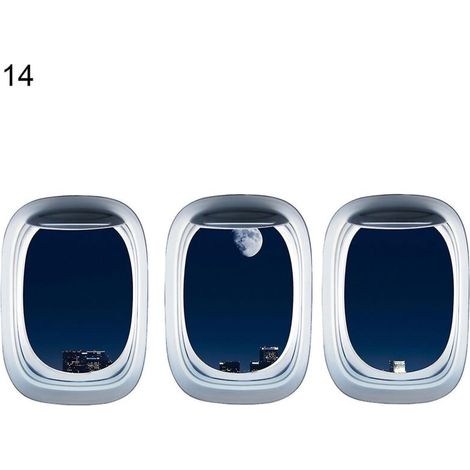 Set mit 3 selbstklebenden 3D-Wandaufklebern mit Flugzeugmotiven und Landschaftsansicht, für Zuhause – 14 (1/5)
