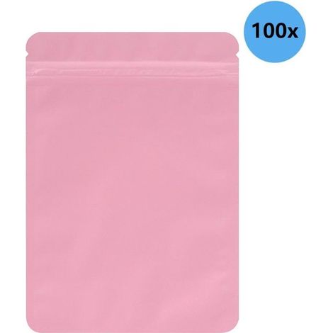 Paquete de 100 bolsas resellables,ideales para pequeños negocios,bolsas planas de doble cara,a prueba de olores,10x18cm,Rosa (1/5)