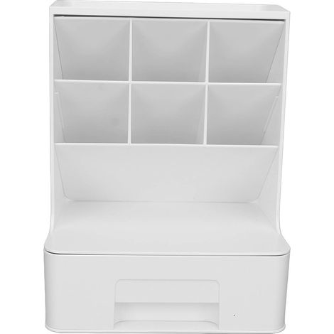 Porte-stylo oblique grand format, rangement bureau blanc pur, boîte de rangement en plastique à grande capacité, design à emboîtement incliné (1/5)