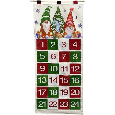 Calendrier Mural De Noël En Tissu Pliables Grand Format Réutilisables 24 Poches Pour Calendrier Décompte Noël Pour Bureau Cuisine Salle Bain Crèche Chambre Salle Classe École (1/5)