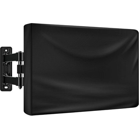 Housse TV Extérieur 55-58" 140x15x90cm, Tissu 210D Résistant aux Intempéries, Protection Noire (1/5)