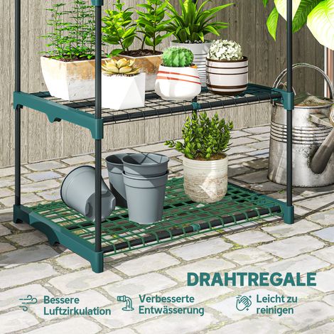 5-étagères porte-plantes, 138 cm de haut support pour fleurs intérieur extérieur, étagère à plantes en acier vert foncé (1/5)