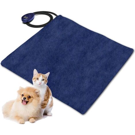 Heizkissen für Haustiere, elektrisches Heizkissen für Hunde und Katzen, Heizmatte für den Innenbereich für Home-Office-Stuhl, Heizmatte, Blau, 50 × 50 cm