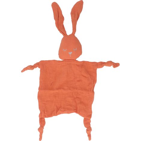 Lot doudou lapin bébé Orange, couverture de sécurité double couche en fil haute absorption, jouet réconfortant doux et apaisant. (1/5)