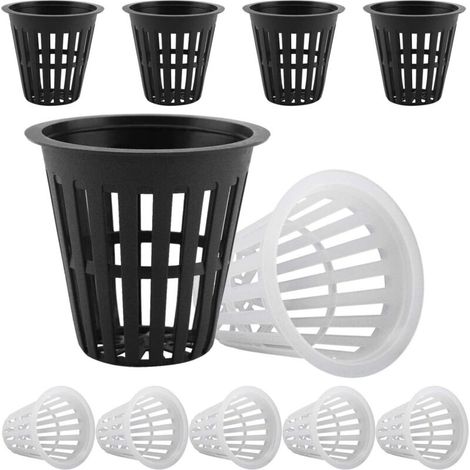 Hydroponiques Plastique Pot Plantation Hydroponique Réutilisable Panier Plante Aquatique pour Culture Hydroponique aéroponique, Plantation de Fleurs, Jardinage 50Pcs(25 Noir,25 Blanc)5.55