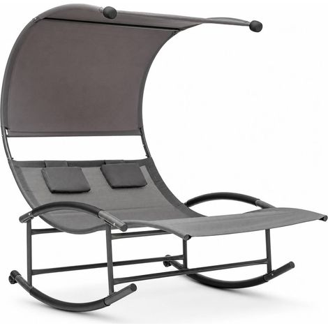 Lettino 2 Posti Dondolo Prendisole Con Struttura In Acciaio E Cuscini Con Parasole Integrato Design Ergonomico In Textilene Traspirante Ideale Per Giardino Piscina Outdoor 140x200x185 Cm Grigio (1/5)