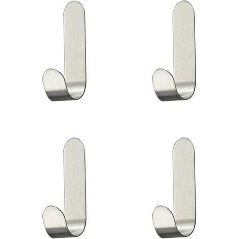 4 ganchos autoadhesivos de acero inoxidable para toallas, llaves, hogar, cocina, baño, resistentes al óxido y (1/4)