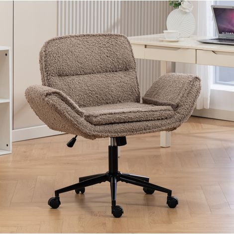 Ergonomischer Bürostuhl 48 x 54 x 91,8 cm, braun, Klapparmlehnen, Plüschstoff MEUBLIV (1/5)