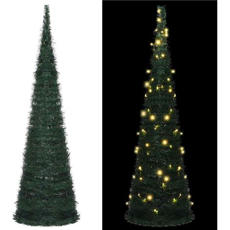 Künstlicher Pop-Up-Weihnachtsbaum mit Beleuchtung Grün 210 cm