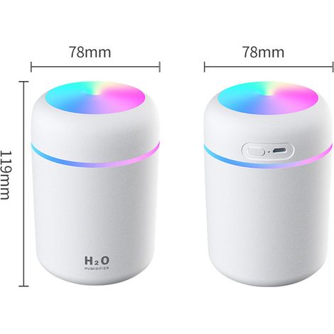 300-ml-Mini-USB-Luftbefeuchter mit Nachtlicht, Nebelfunktion, Luftbefeuchter für Zimmer, Büro und Schreibtisch (1/5)