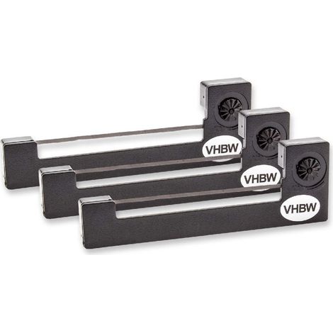 vhbw 3x Ribbon Cartridge compatible with C.Itoh 150 Dot Matrix, Receipt Printer - Black Ink Ribbon