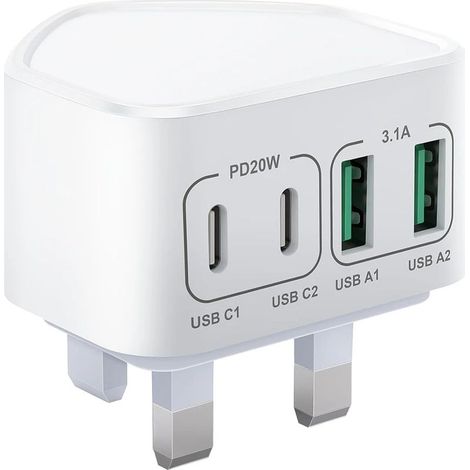 4-Port-Multi-USB-Ladegerät mit 40-W-Schnellladeanschluss und USB-C-Schnellladeanschluss (1/5)