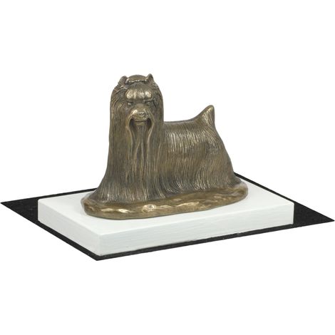 Yorkshire Terrier, York, York, Yorkie - estatuilla de perro, figura sobre una base blanca, trofeo para una exposición canina de Art-Dog (1/5)