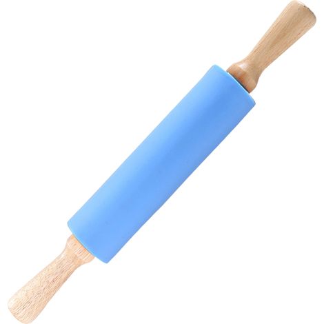Rouleau À Pâtisserie En Silicone - Surface Antiadhésive - Poignées En Bois - Pour Pâte À Pizza Et Pâtisserie - 1 Pièce (1/5)