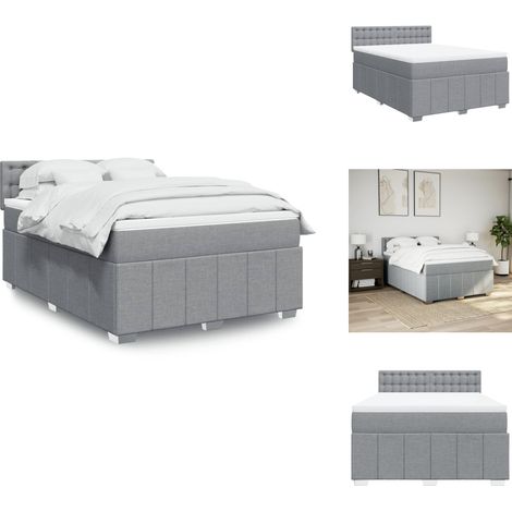 Sommier à lattes de lit avec matelas Gris clair 160x200cm Tissu - Sommier À Lattes De Lit - Sommiers À Lattes De Lit - Lit - Meuble De Chambre À Coucher (1/5)