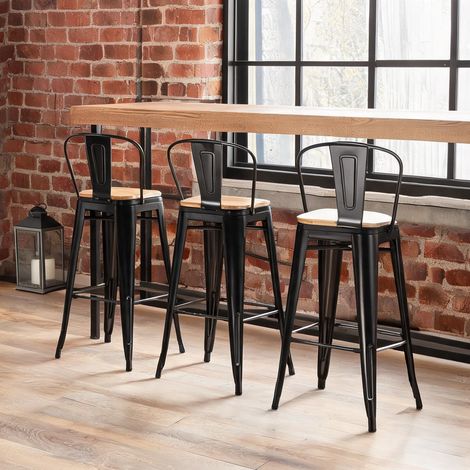 Tabouret de bar noir en métal 45 x 44 x 118 cm (1/5)