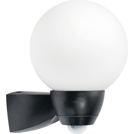 AL Monza/Garda Sensorleuchte, 77W, HV-Halogenlampe, schwarz, matt, Betriebsgerät nicht erforderlich, E27, IP44, Glas opal (1/5)