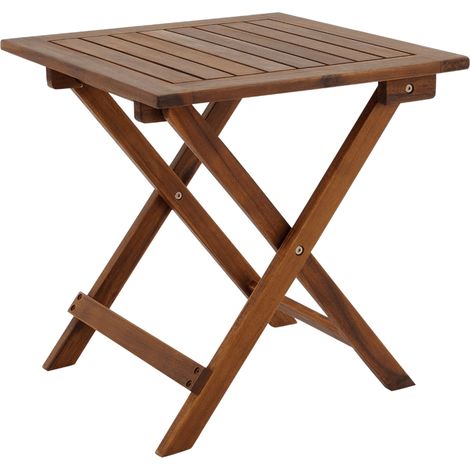Mesa auxiliar de jardín plegable de madera de acacia, 46 x 46 cm, ahorra espacio (1/5)