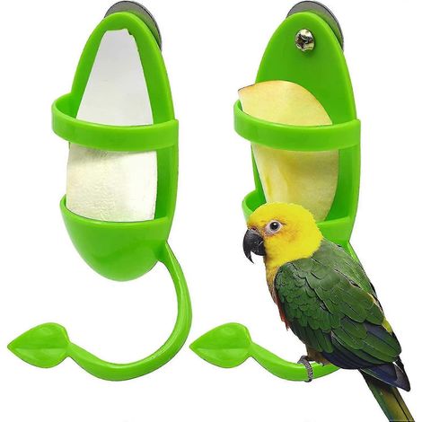 Support pour mangeoire, porte-accessoires pour cage à oiseaux, lot de 2 - vert (1/5)