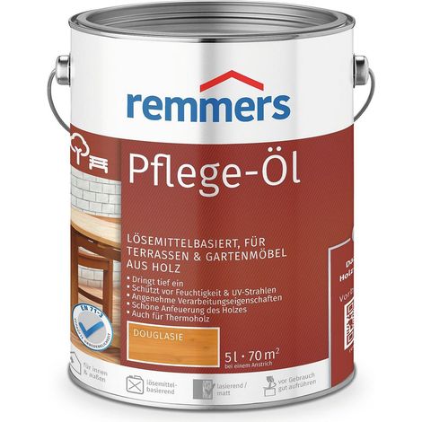 Remmers Pflege-Öl douglasie, 5 Liter, Holzöl für Holz innen und außen, wasserabweisend, wetterfest, für Gartenmöbel und Holzterrassen geeignet