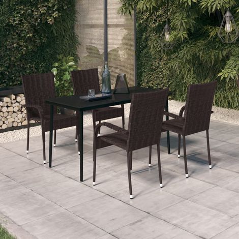 Garden Dining Set  Brown and Black  PE Rattan  5 Piece Set   Durable vidaXL (1/5)