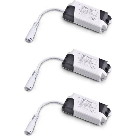 Lot de 3 transformateurs driver Ulisem 18 W-24 W CC, entrée multitension 85-265 V CA 50/60 Hz, sortie 36-72 V CC 240-260 mA. Convient pour le remplacement de downlights et autres luminaires LED. (1/4)