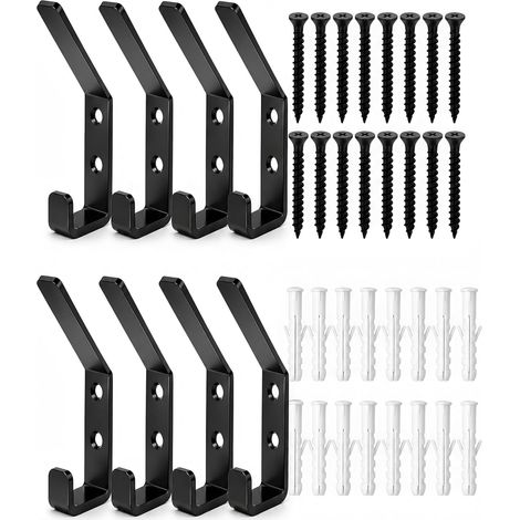 Lot de 8 crochets pour panneaux acoustiques - Noir - En acier laminé à froid - Sans perçage - Convient pour panneaux muraux acoustiques, lattes en bois, espacement 13 mm, crochets muraux stables (1/5)