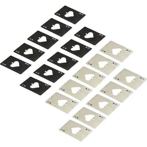 20 Flaschenöffner aus schwarzem und silbernem Edelstahl – Ideales Geschenk, Portemonnaie-Accessoire, Bar-Poker-Zubehör (1/5)