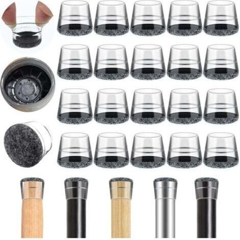 40 embouts de pieds de chaise, coussinets élastiques, protections en feutre pour pieds de chaise, patins de 14 à 20 mm pour protéger les pieds de table, évitent les rayures sur le sol (petits, transpa (1/4)