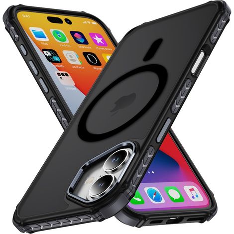 Funda protectora para iPhone 17, funda mate, para MagSafe, acabado mate con marco negro. (1/5)