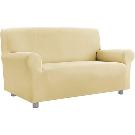 Copridivano Elasticizzato Universale Con Braccioli 100% Made In Italy Salva Divano Poltrona Beige - 3 Posti