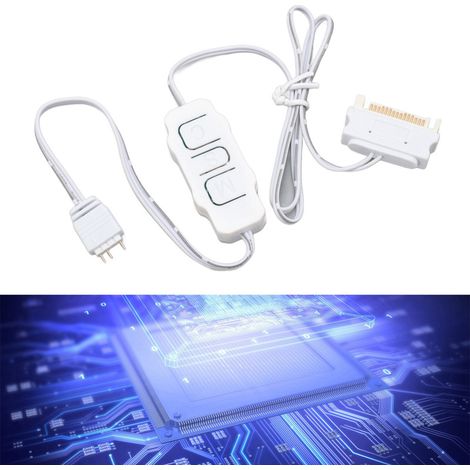 Professioneller 5V 3-Pin SATA ARGB-Controller, Netzteil, Fernbedienung für ARGB-Lichtleisten, PC-Lüfter und -Kühler, DIY-ARGB-Geräte, schwarz (1/5)